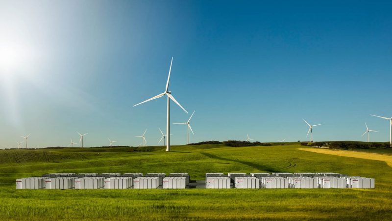 Ветряные электростанции Neoen Hornsdale Wind Farm в Джеймстауне в Южной Австралии