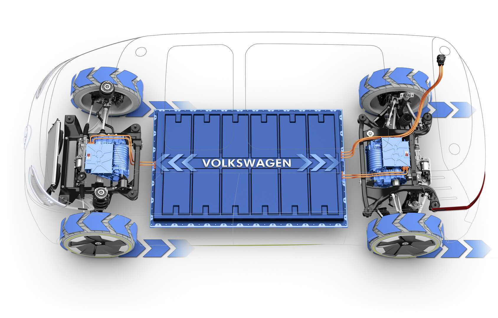 Распределение рабочих усилий электропривода Volkswagen I.D. BUZZ 