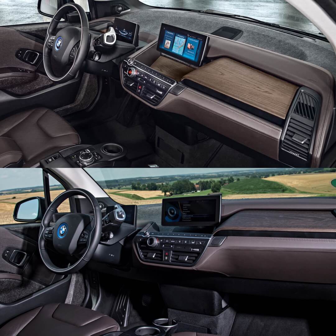 Интерьер приборной панели BMW i3 2018 и i3 2014