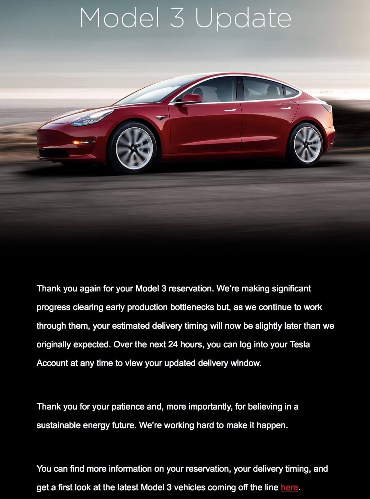 Письмо-обращение владельцам Tesla Model 3, которые сделали предварительный резерв