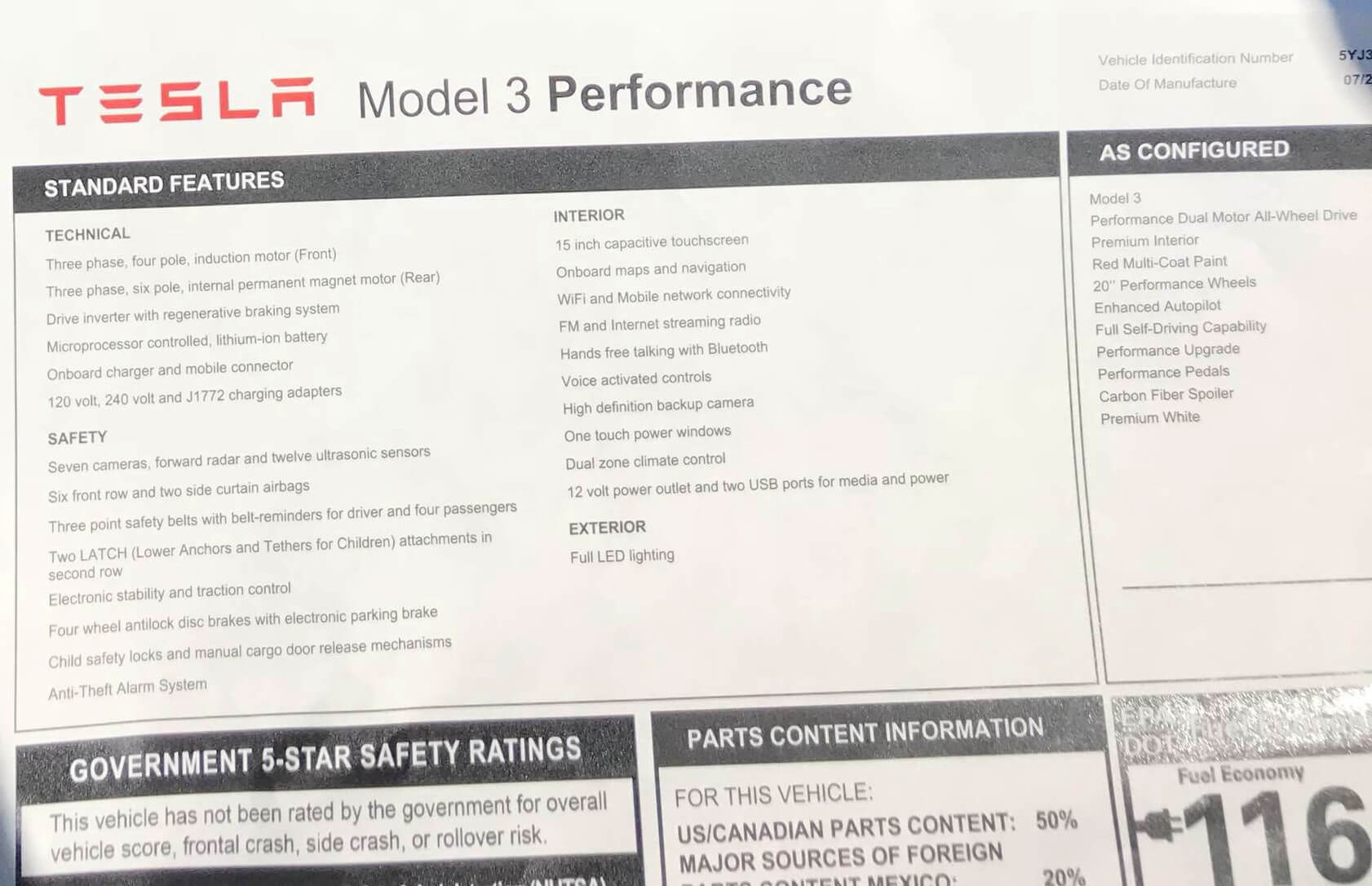 Энергоэффективность Tesla Model 3 Perfomance