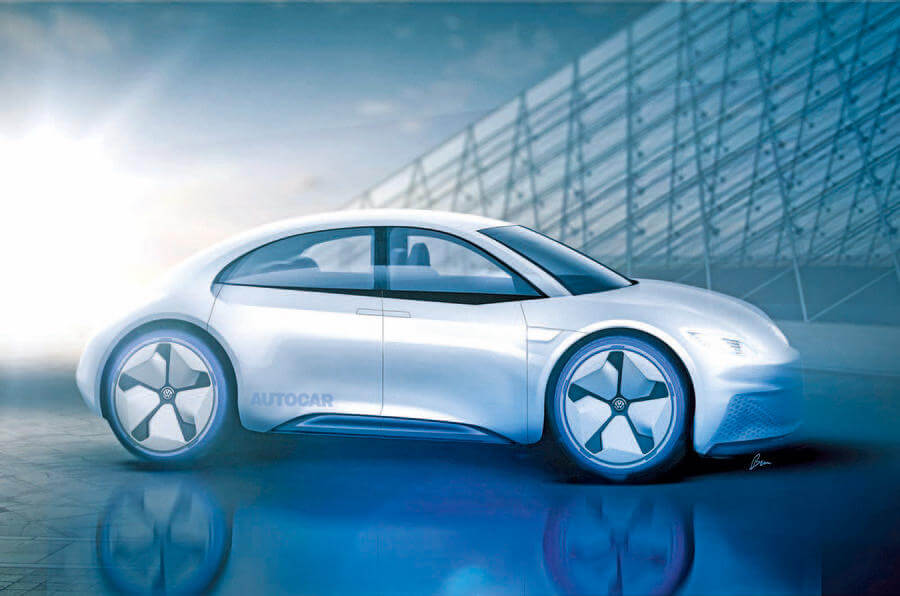 Возможный дизайн будущего электромобиля Beetle EV