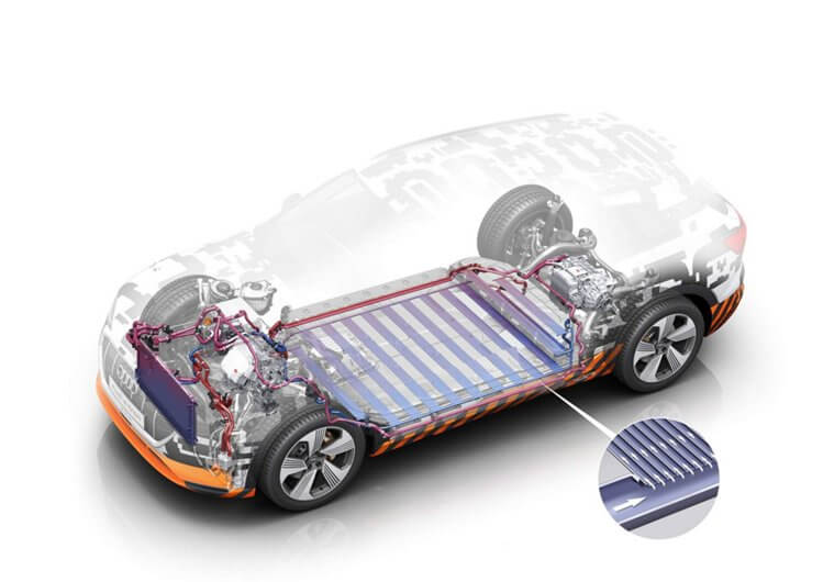 Конструкция жидкостного охлаждения Audi e-tron quattro