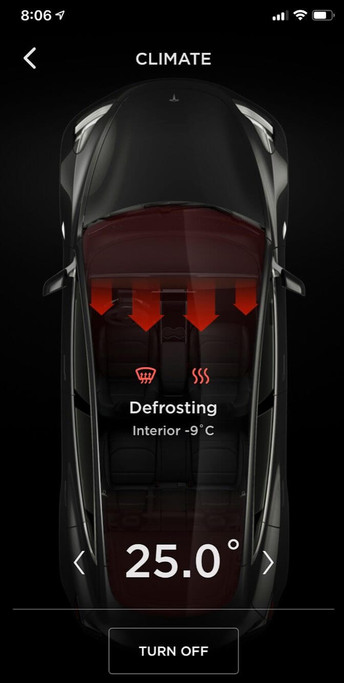 Управление климатом в электромобиле Tesla Model 3