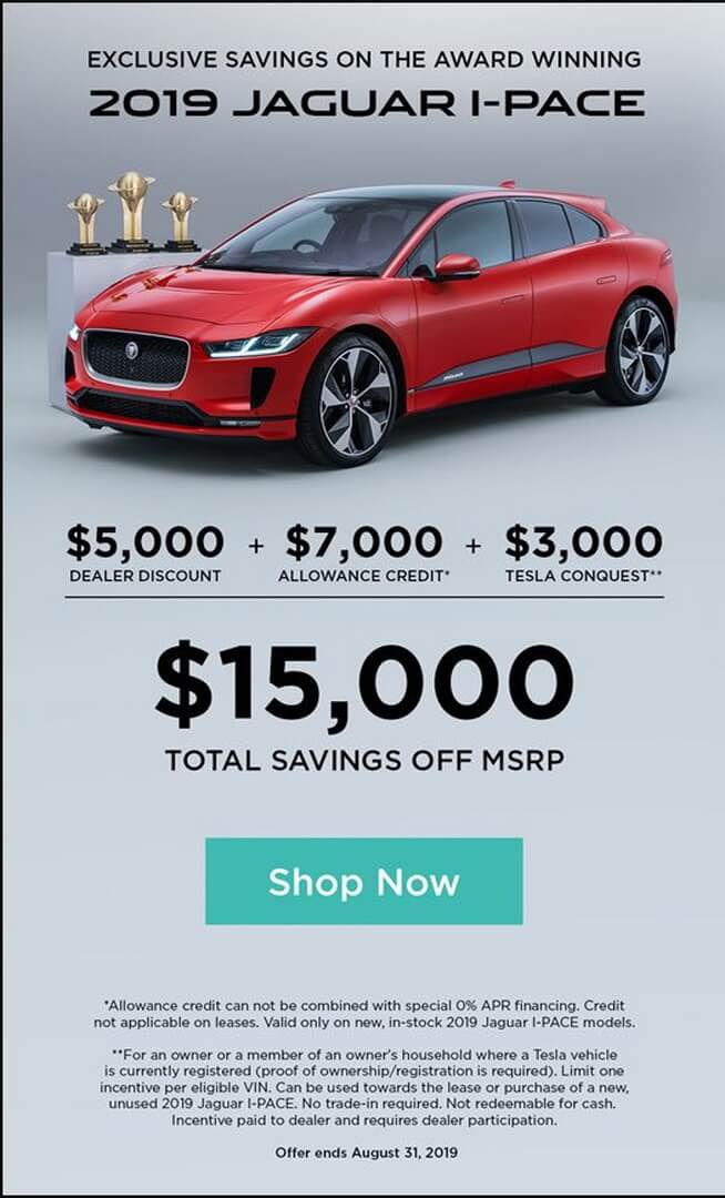 Владельцам Tesla в США Jaguar предлагает скидку в $3000 на покупку I-Pace