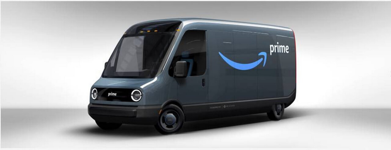 Рендеринг фургона Rivian для доставки Amazon