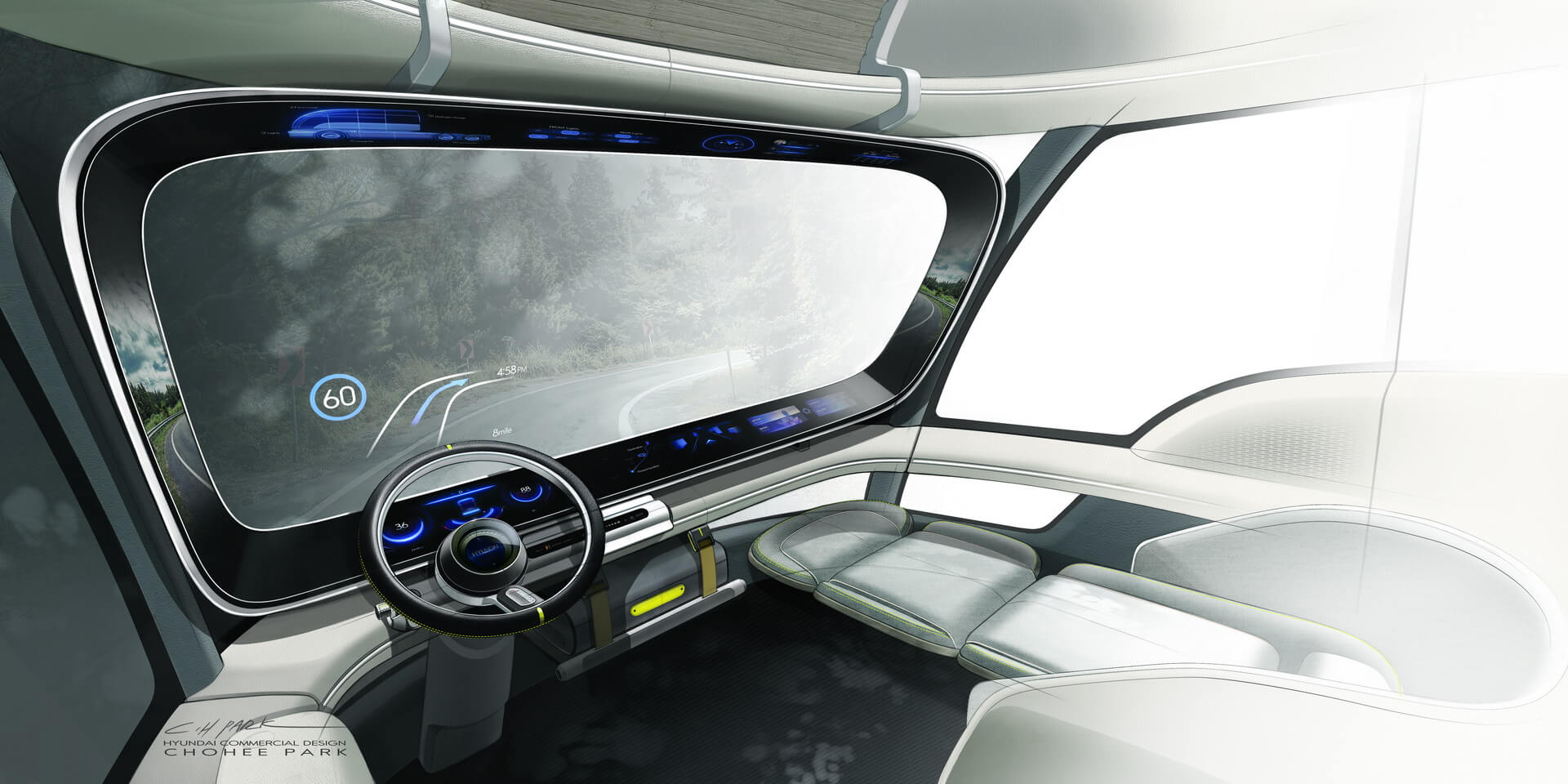 Тизер интерьера кабины водородного грузовика Hyundai