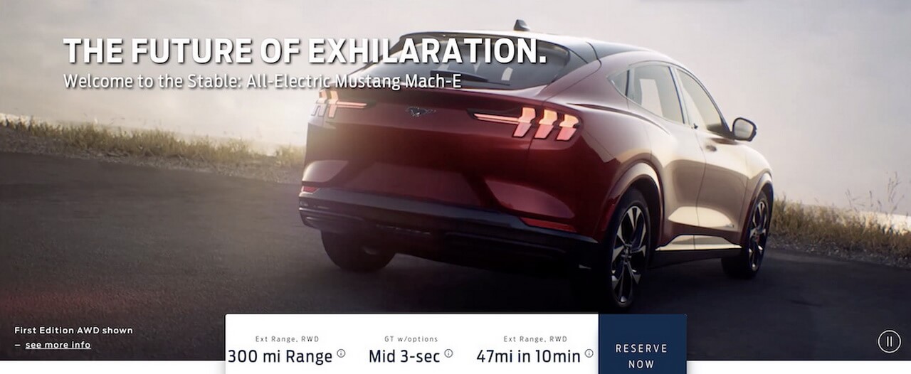 Скриншот будущего электрического кроссовера Ford Mustang Mach-E