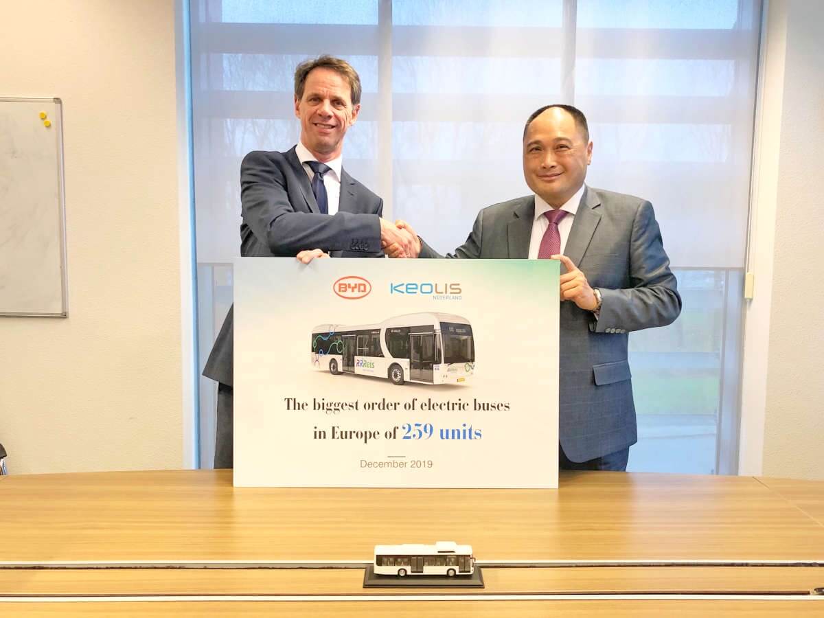 BYD получил крупнейший в истории заказ на электрические автобусы в Европе, заключив сделку с Keolis Nederland BV