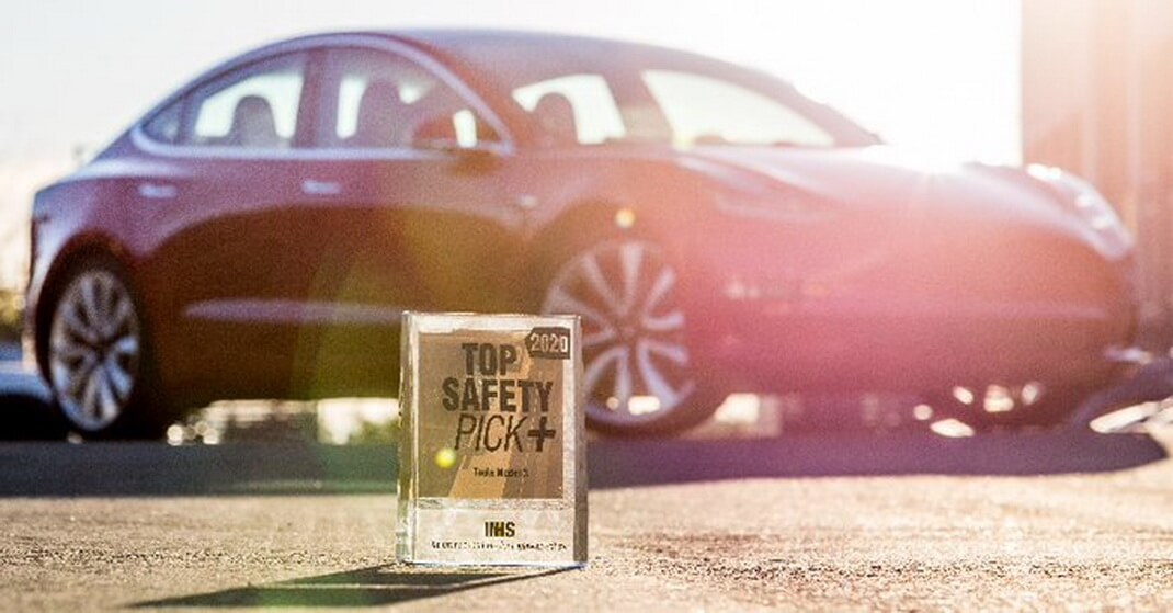 Tesla Model 3 второй год подряд получает награду Top Safety Pick+ от IIHS