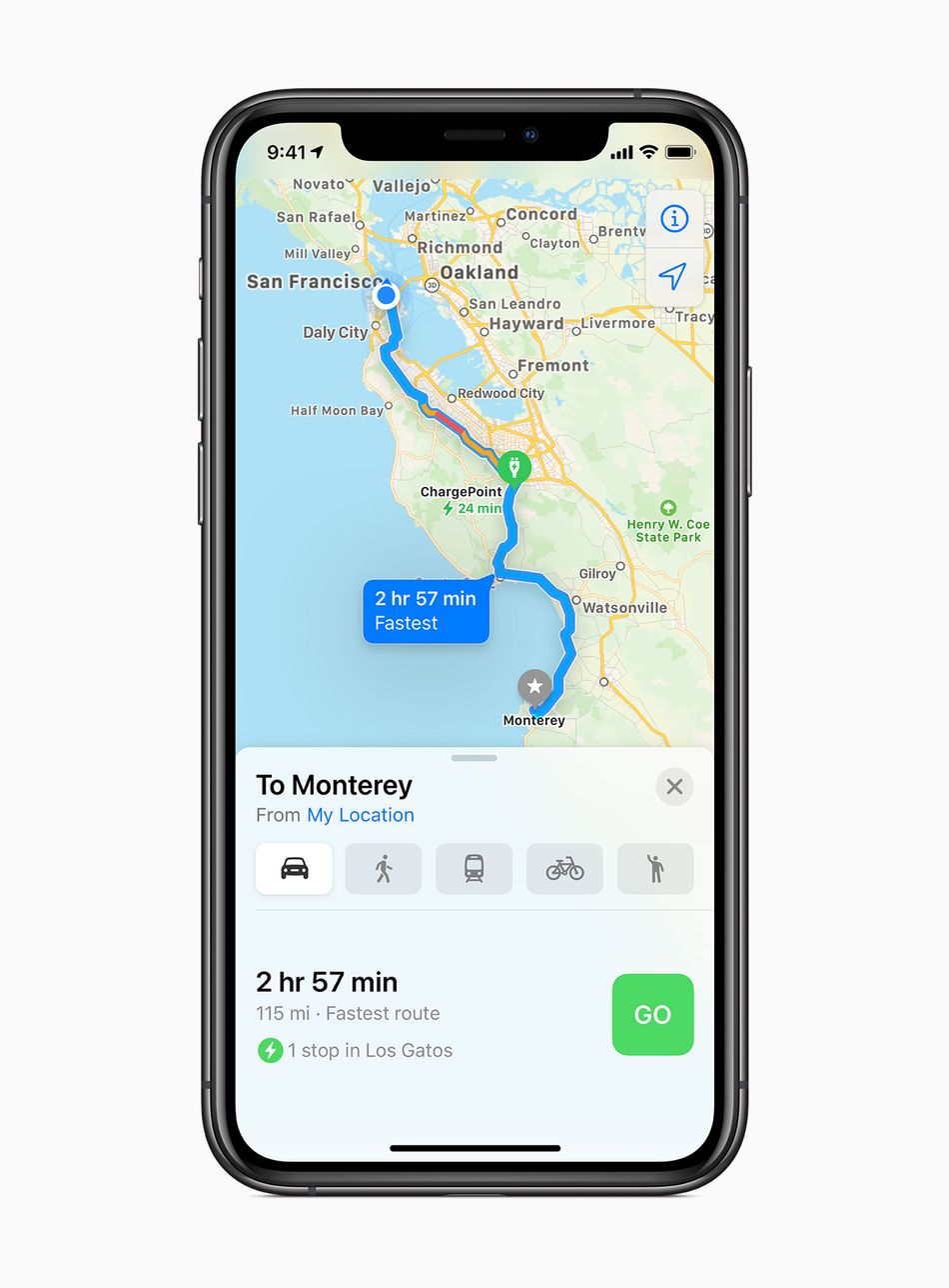 Apple Maps в iOS 14 включает функцию поиска зарядных станций для электромобилей