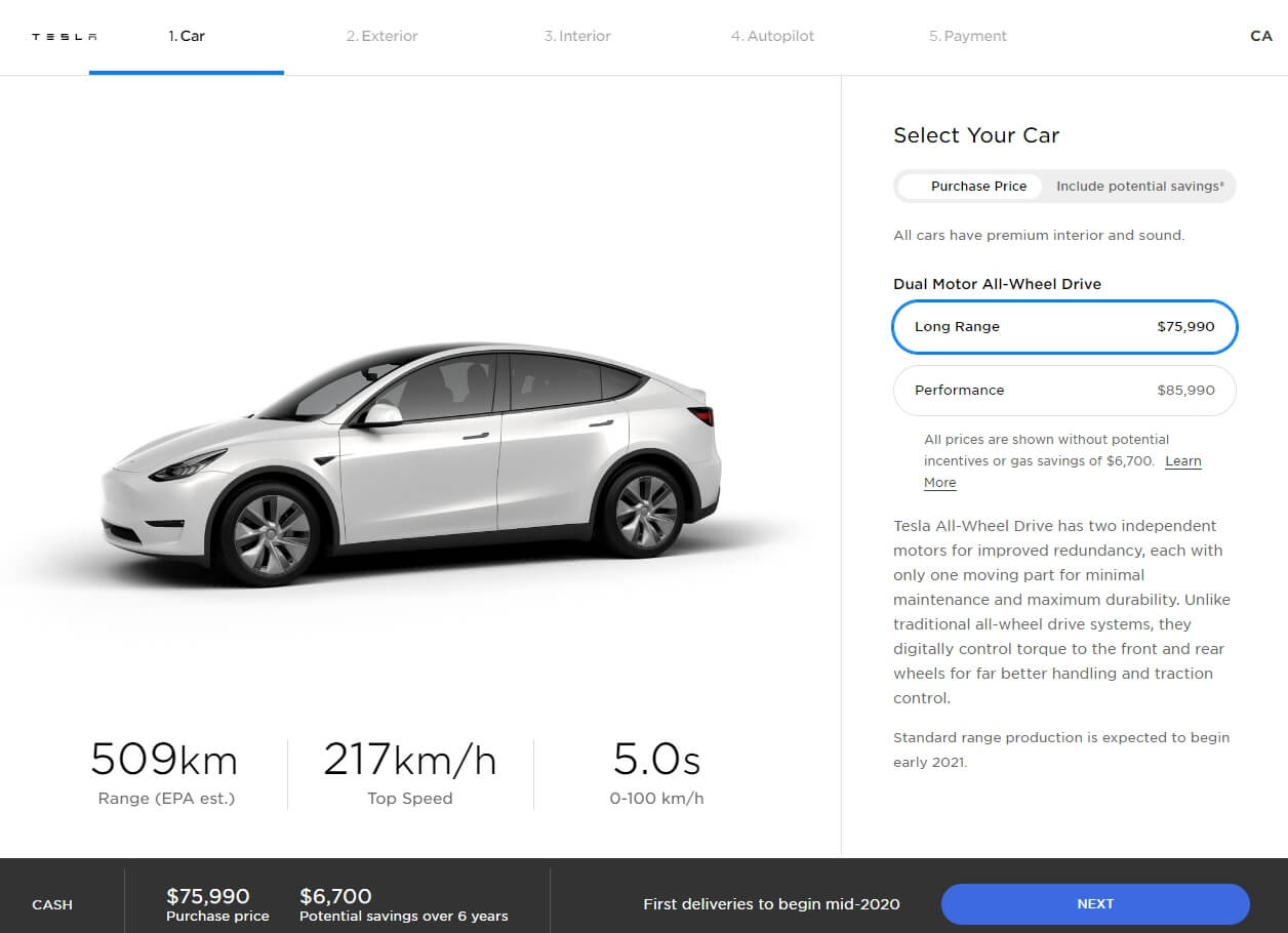 Стоимость Tesla Model Y в Канаде 