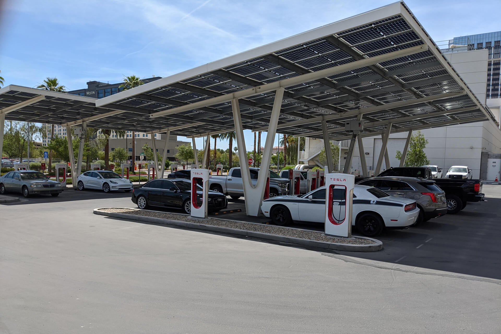 ДВС-автомобили превратили станцию Tesla в парковку в Лас-Вегасе