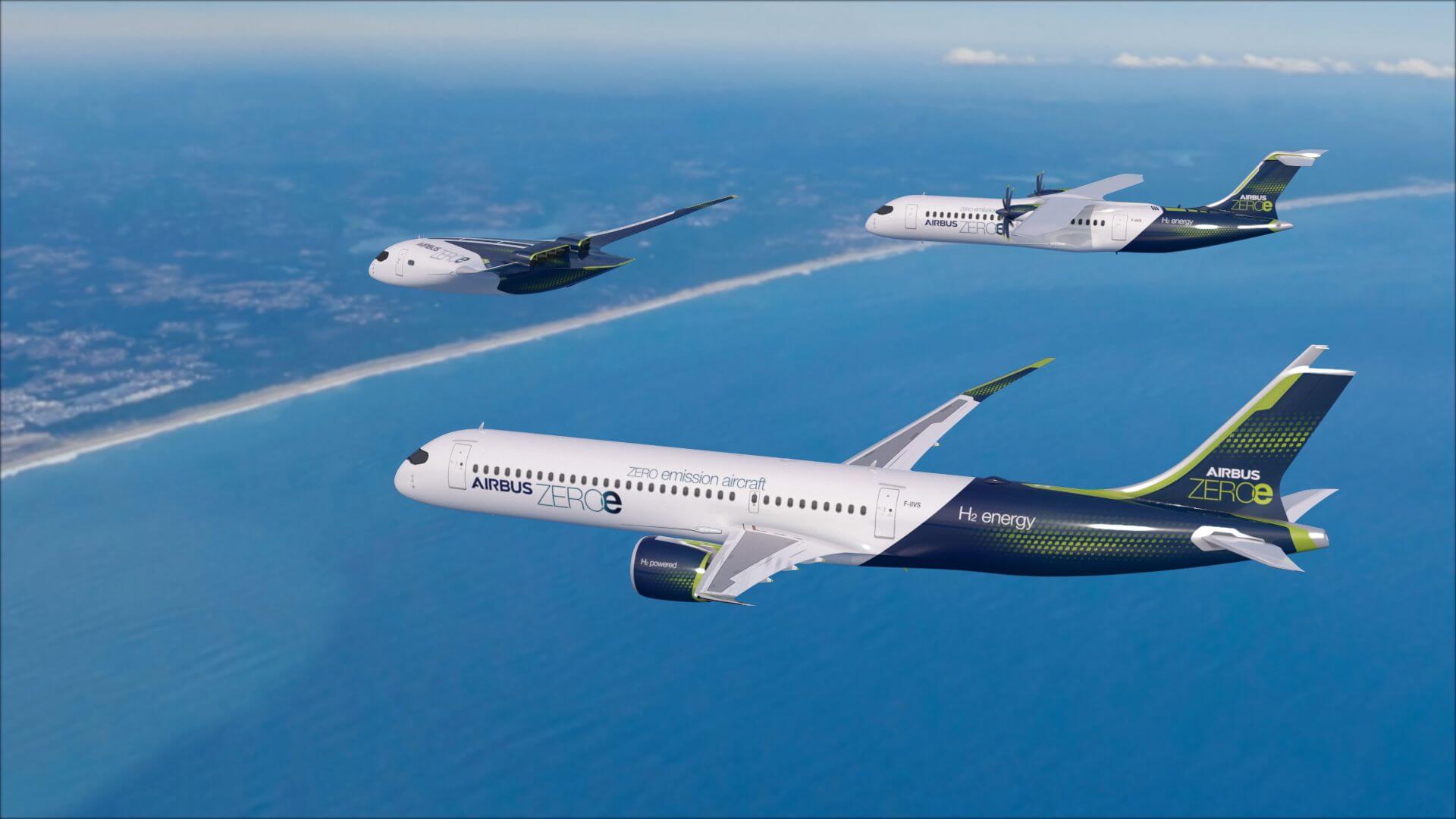 Airbus представил концепты водородных самолетов и планирует вести их в эксплуатацию к 2035