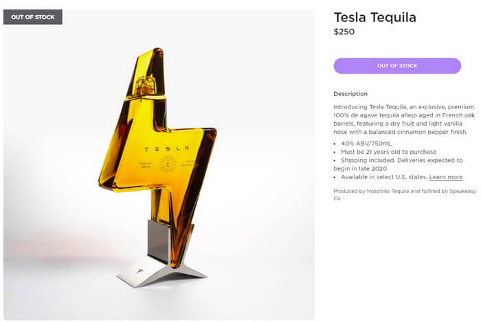 Продукт был распродан через несколько часов после того, как он появился на веб-сайте Tesla