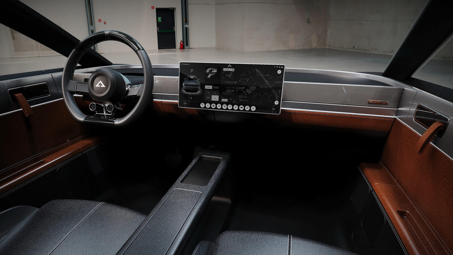 Как и в Tesla Model 3, управление функциями автомобиля осуществляется с помощью одного большого центрального экрана