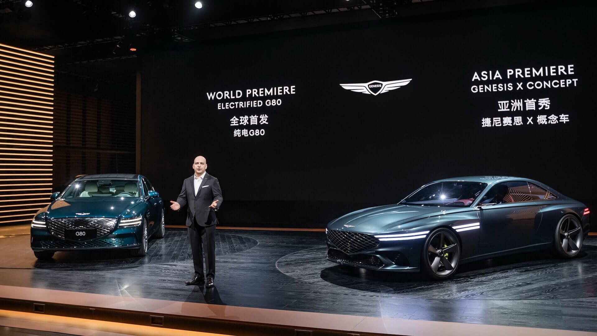 Genesis представила в Шанхае серийный электрический седан G80 и предстоящий X Concept