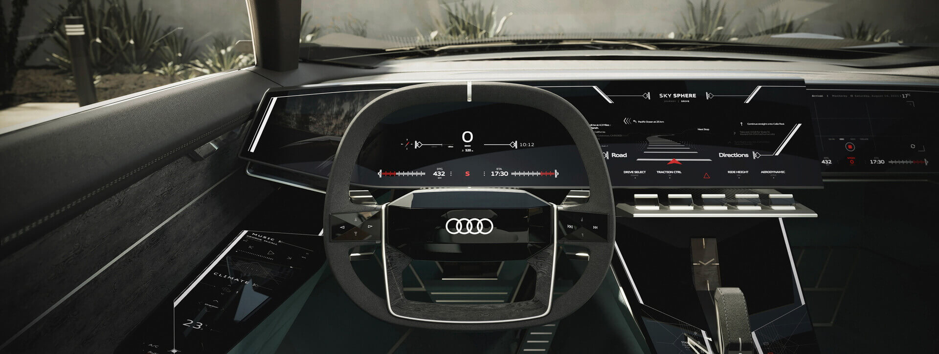 Полностью цифровой интерьер Audi Skysphere