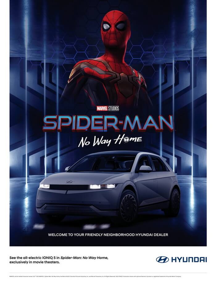 В социальных сетях Hyundai предложит фанатам возможность получить специальный плакат «Hyundai IONIQ 5 x Человек-паук: Нет пути домой»