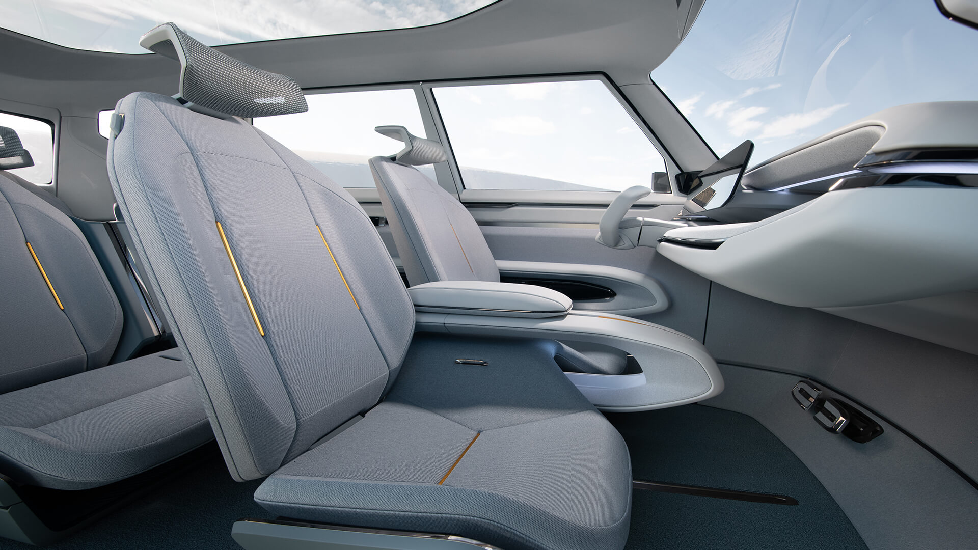 Салон Kia Concept EV9 с панорамной крышей