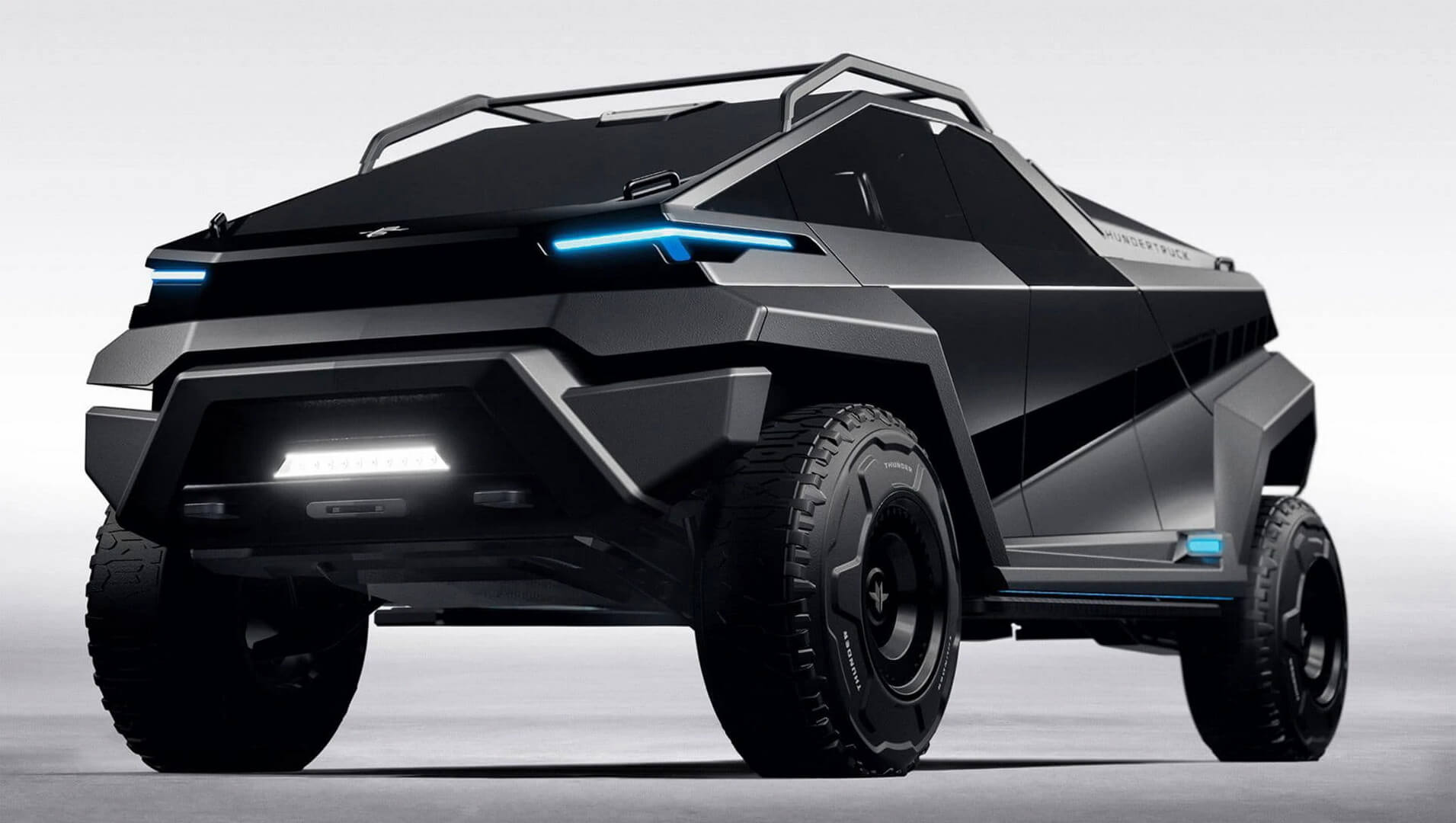 Футуристический электромобиль Thundertruck похож на эволюционировавшую машину для Бэтмена