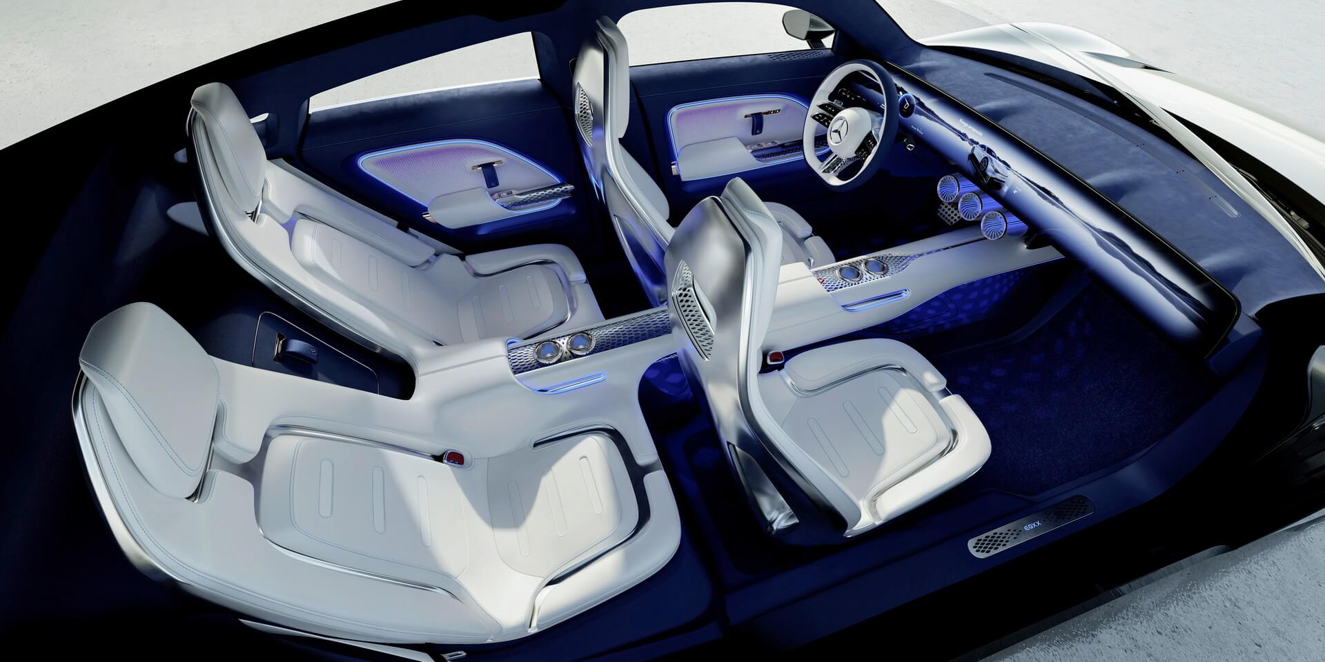 Салон Mercedes-Benz Vision EQXX с экологически чистых материалов